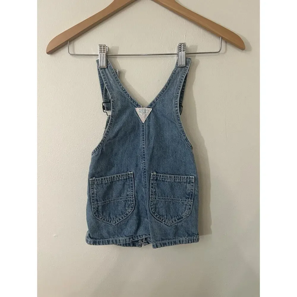 Vtg 90s Baby Guess Shortalls Overalls Denim 18m Y2K Kids Nostalgia